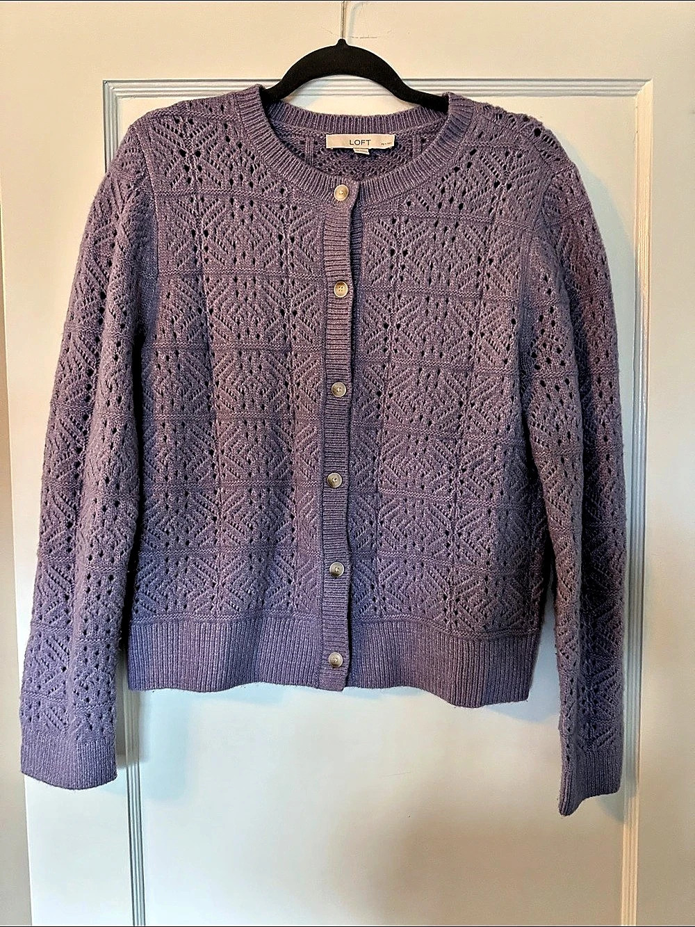 LOFT Purple Cardigan Size Petite Large Like New
